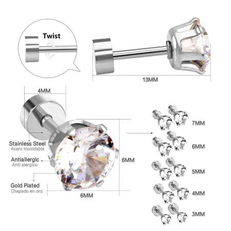 4mm Diamond studs - Silver - TheEarringCollective