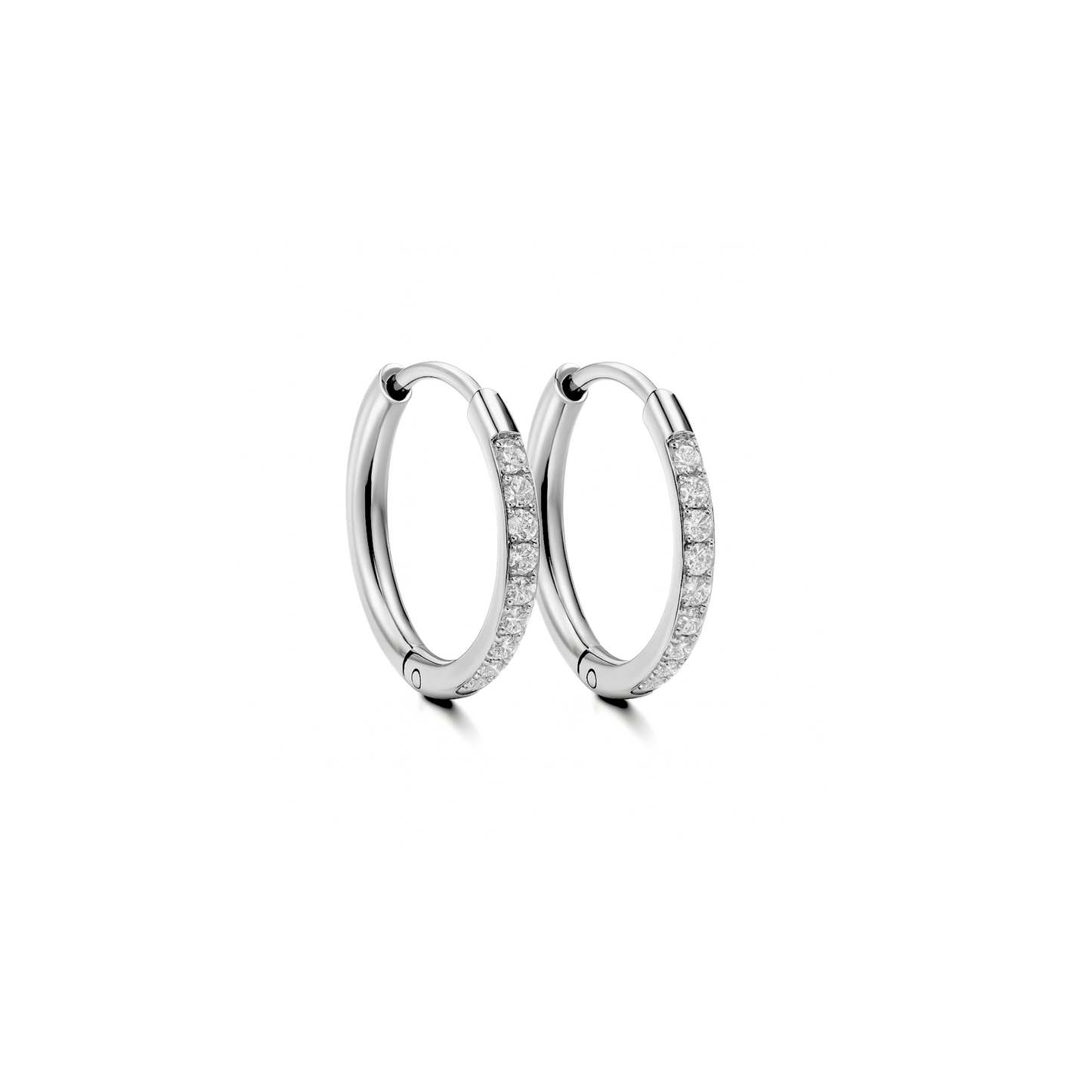 12mm slim diamond style hoops - Silver