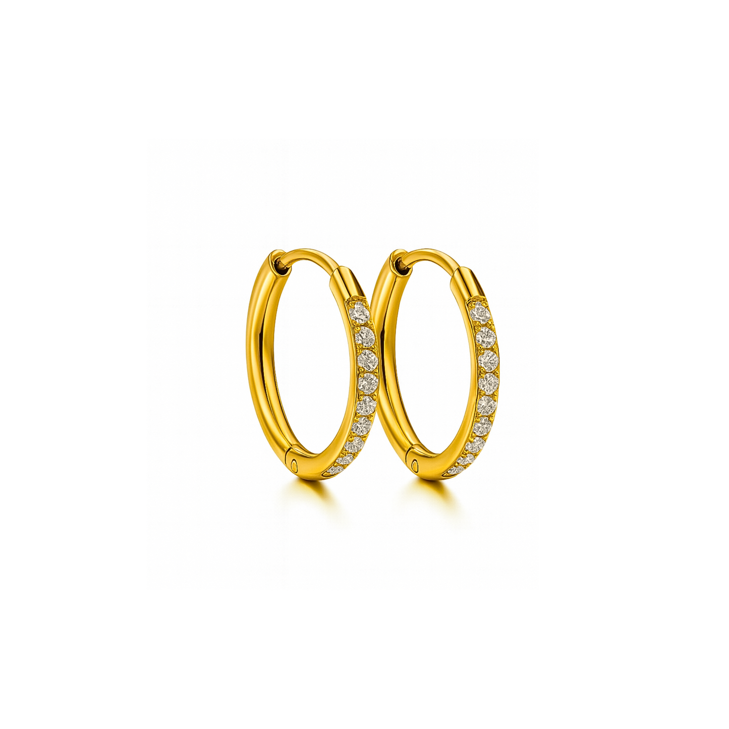 12mm Slim diamond style hoops - Gold