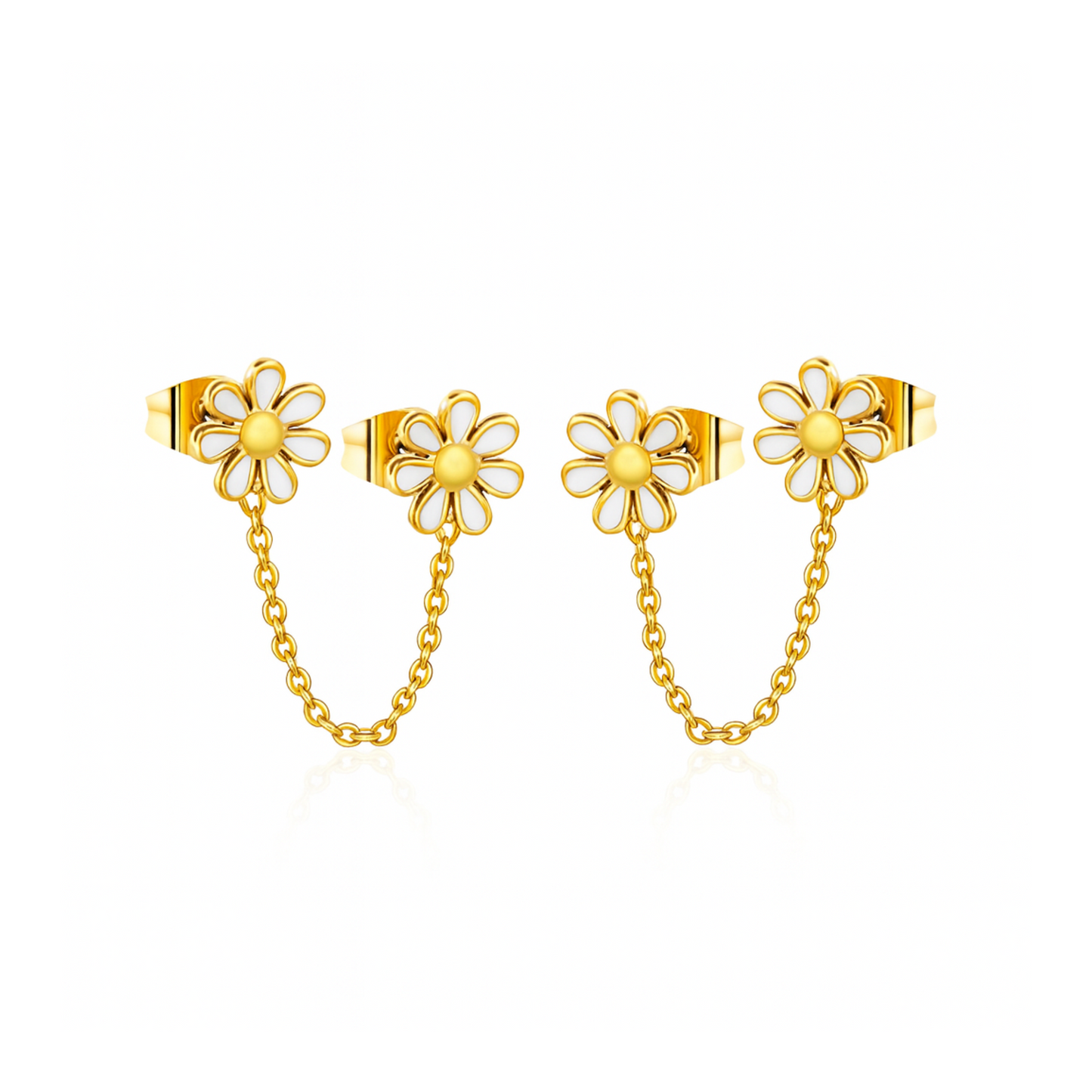 Chained daisy studs - Gold