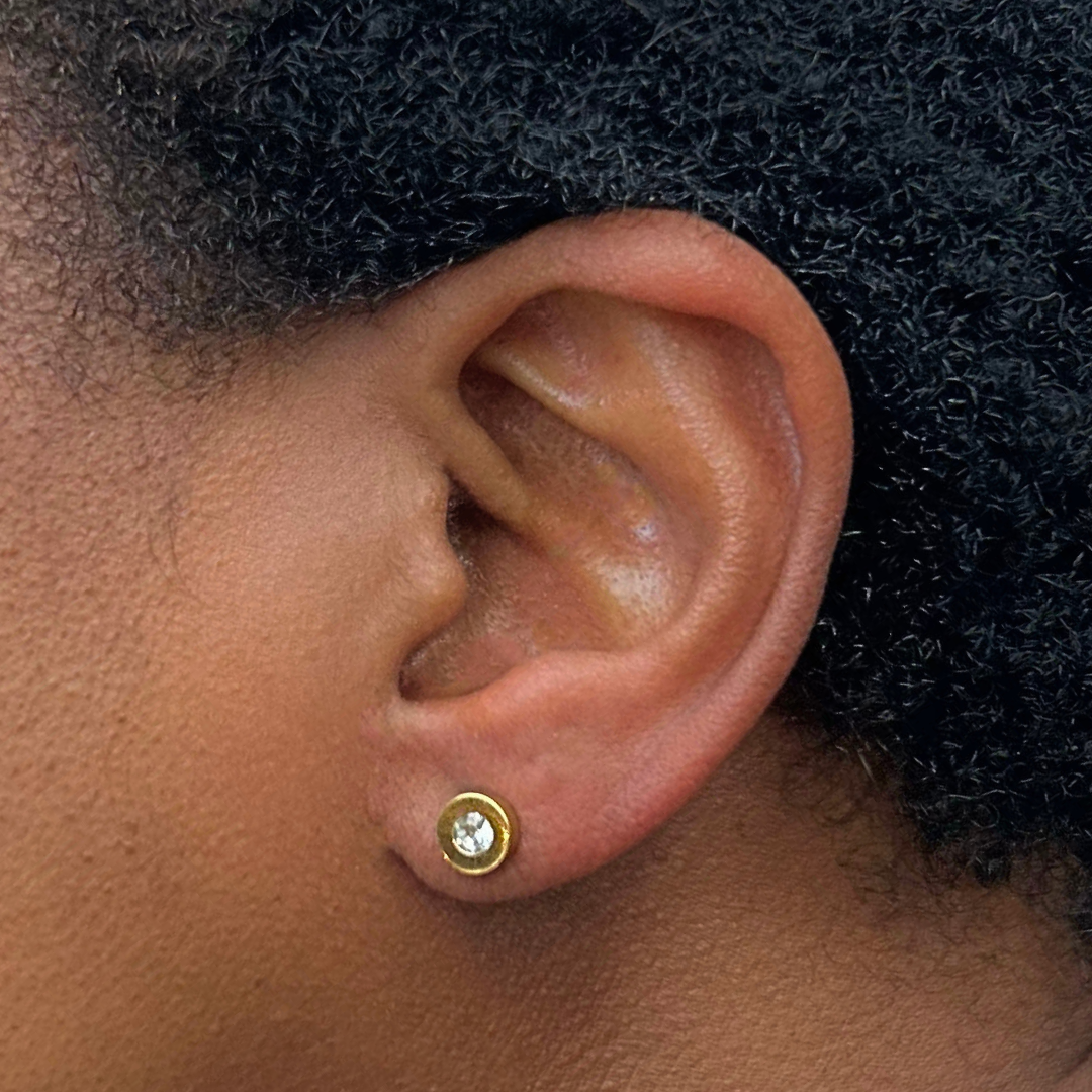 6mm framed diamond studs - Silver - TheEarringCollective