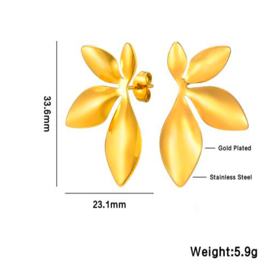 Oversized leaf studs - Gold
