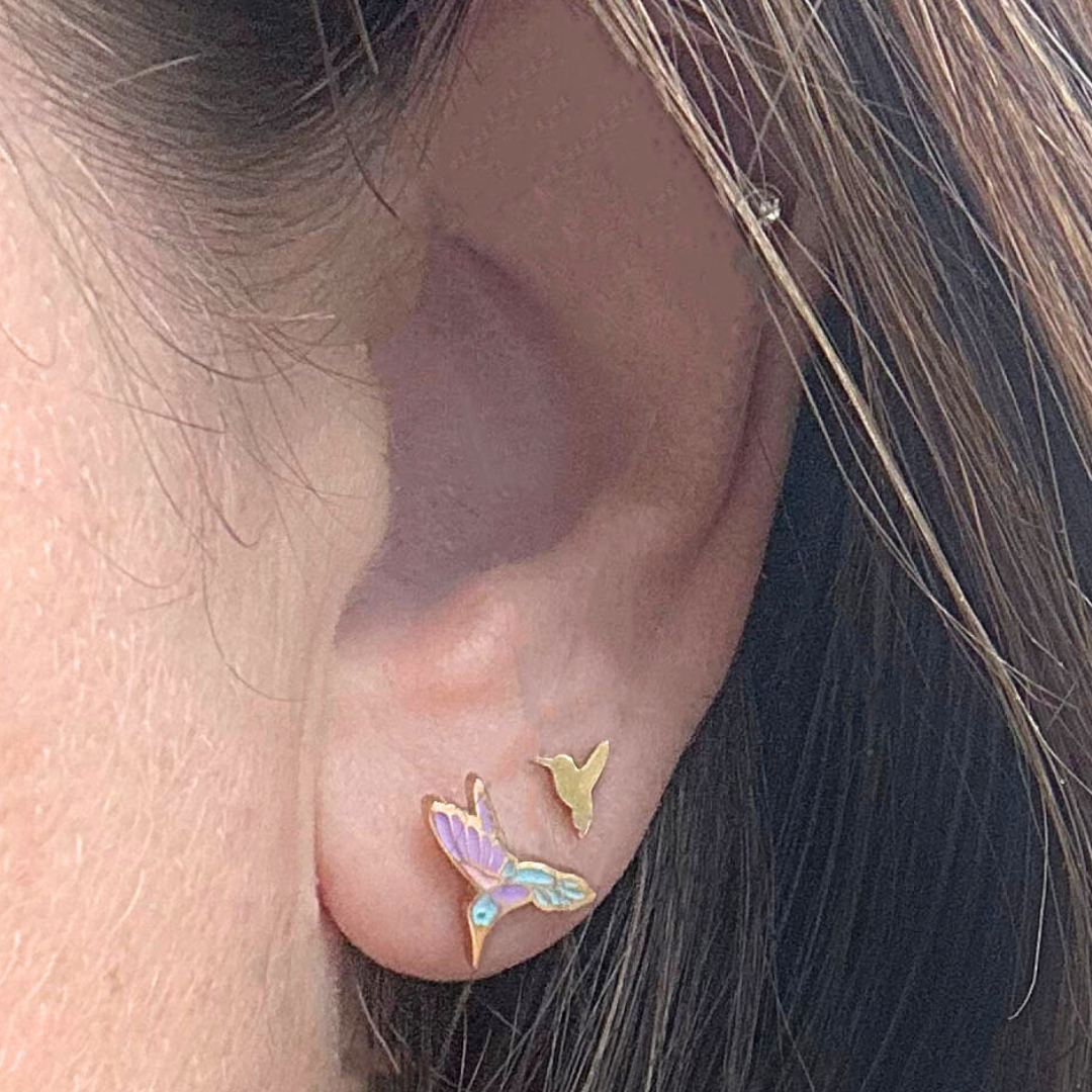 Hummingbird studs - Gold - TheEarringCollective