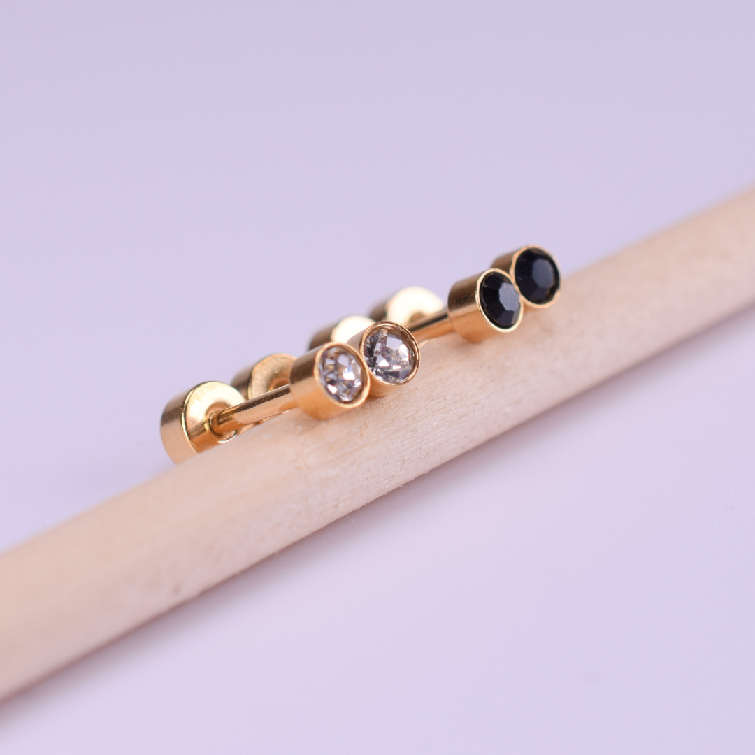 3mm Framed diamond studs - Gold - TheEarringCollective
