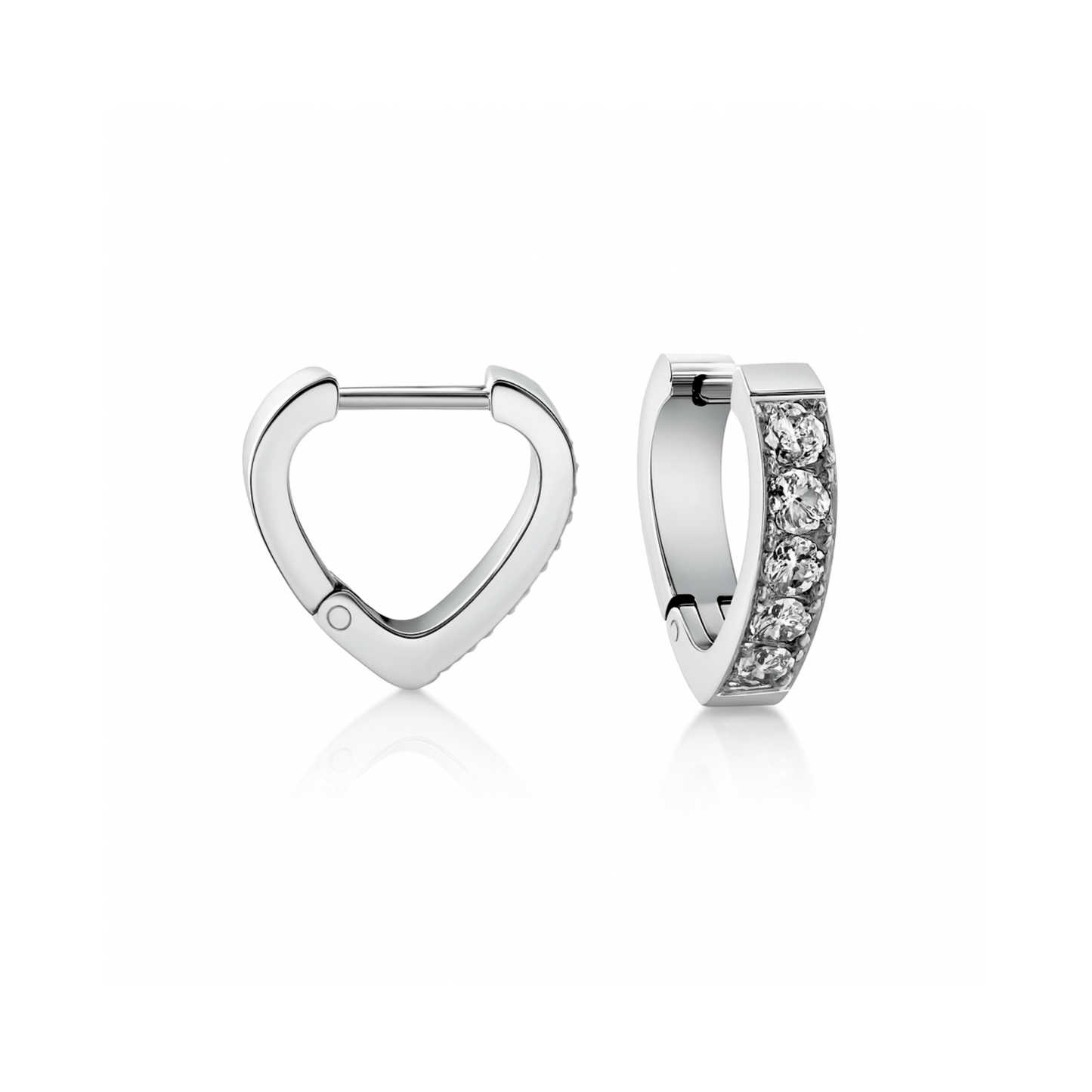 Diamond style heart hoops - Silver