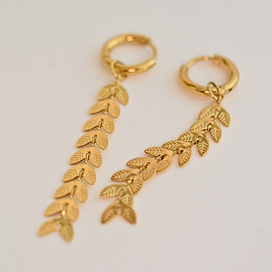 Multi dangled leaf hoops - Gold