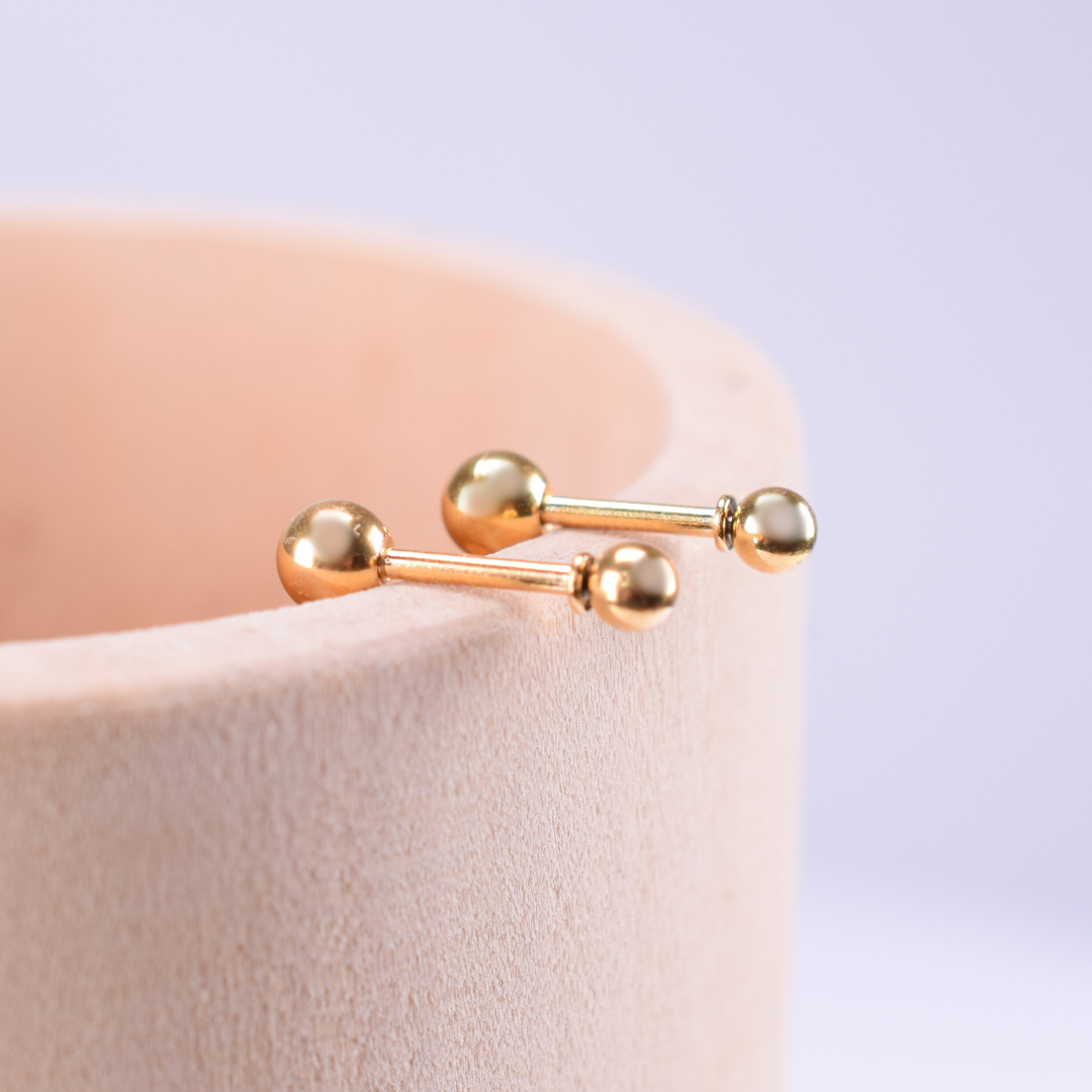 3mm Double ball studs - Gold - TheEarringCollective