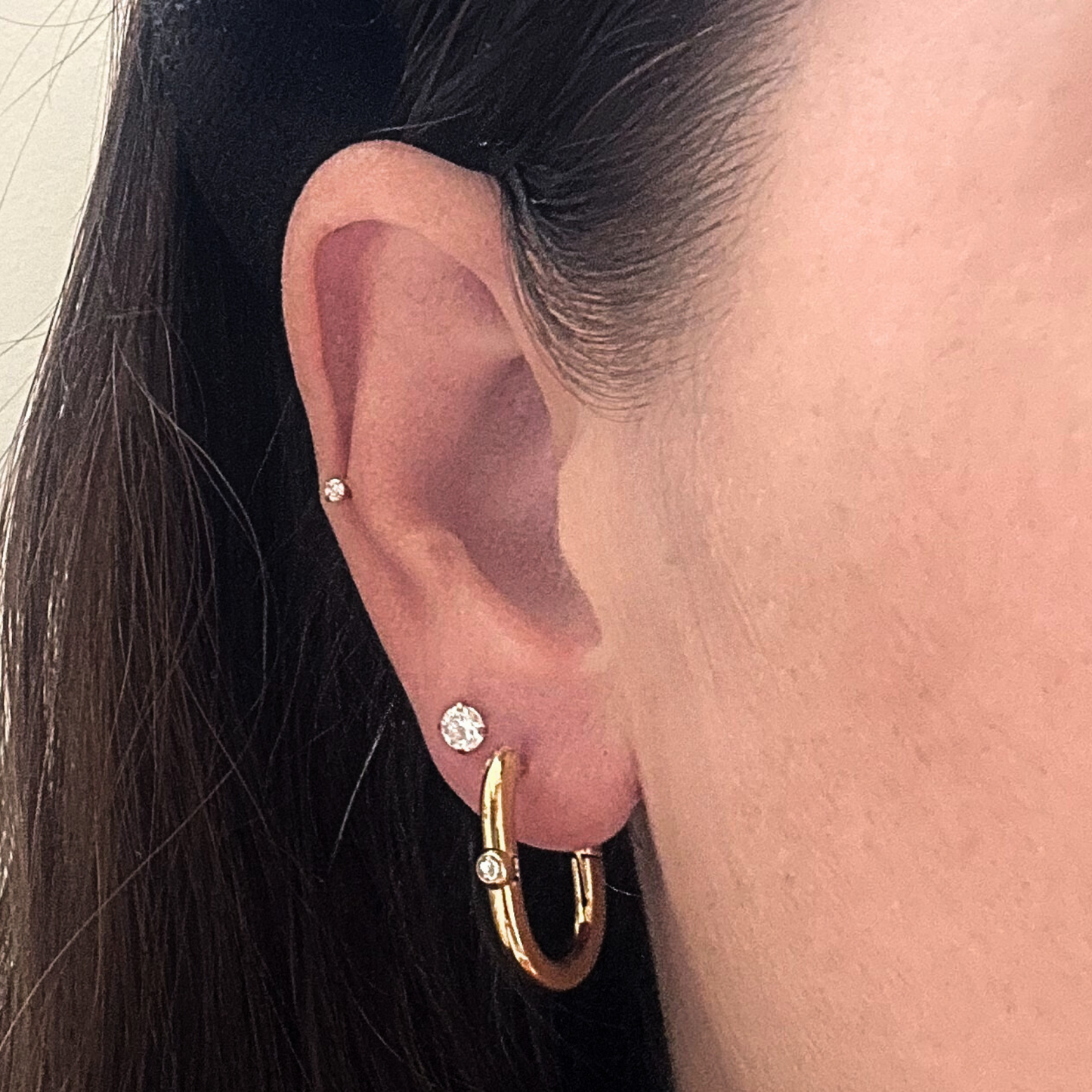 Bold diamond style hoops - Gold