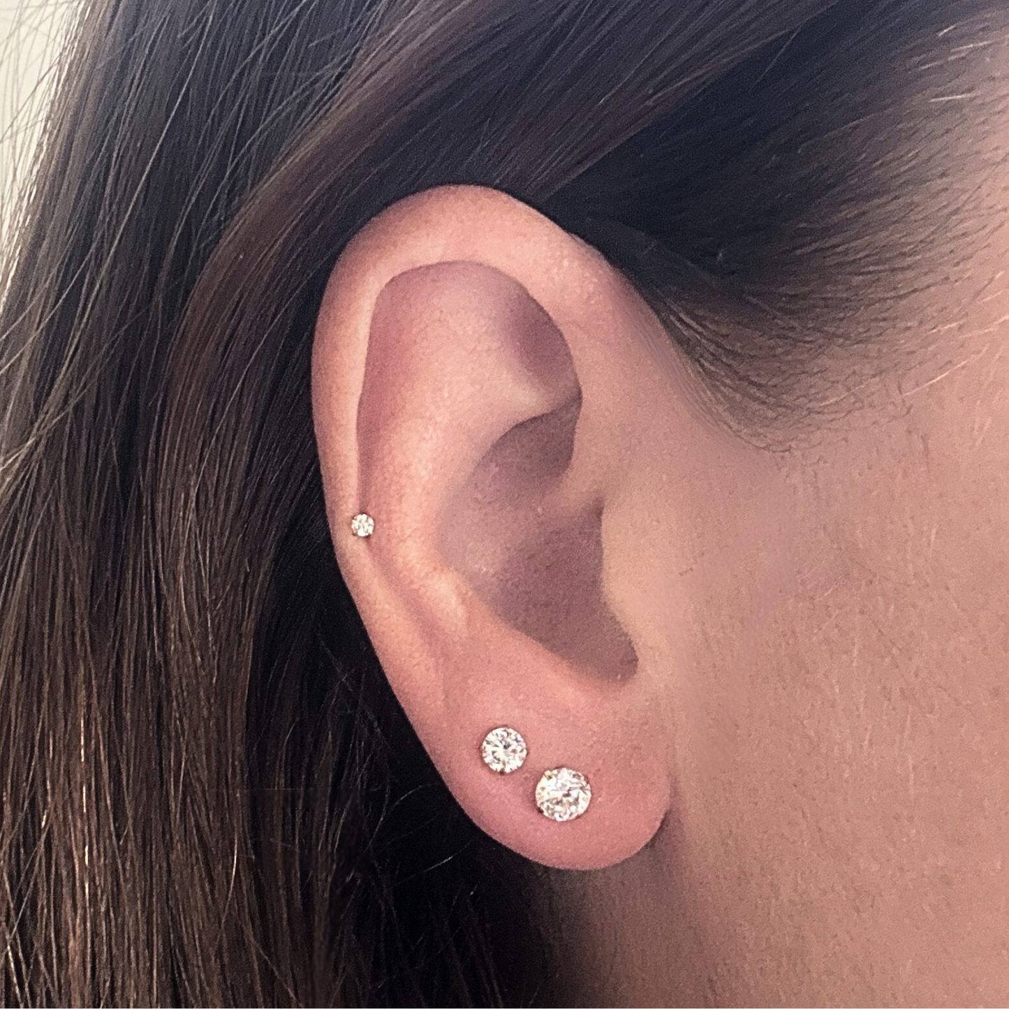 Midi Diamond studs - Silver