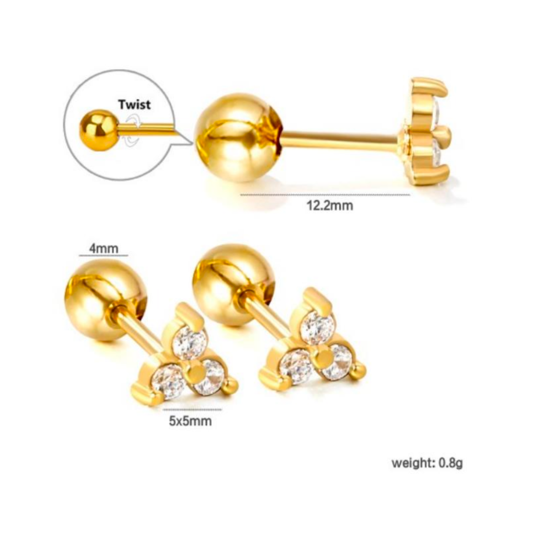 Clustered diamond style studs - Gold