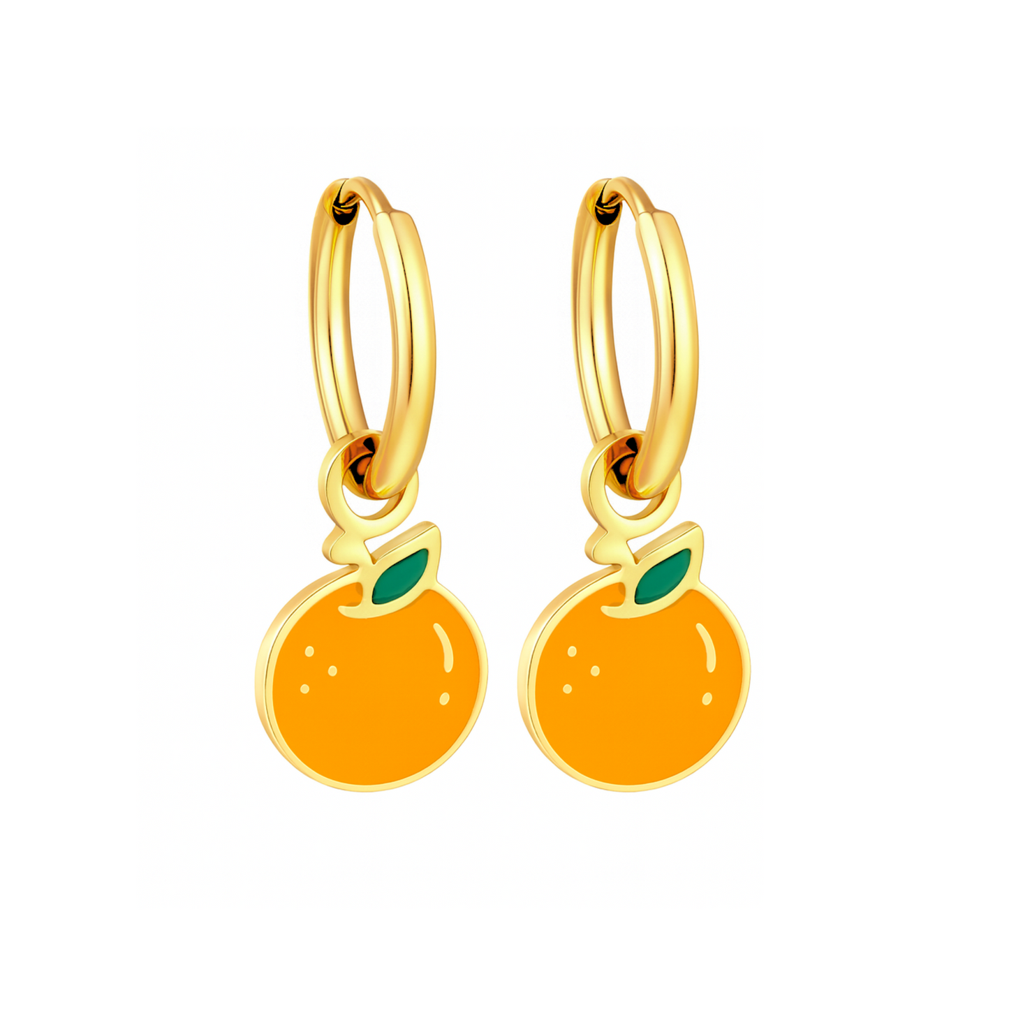 Orange charm hoops - Gold