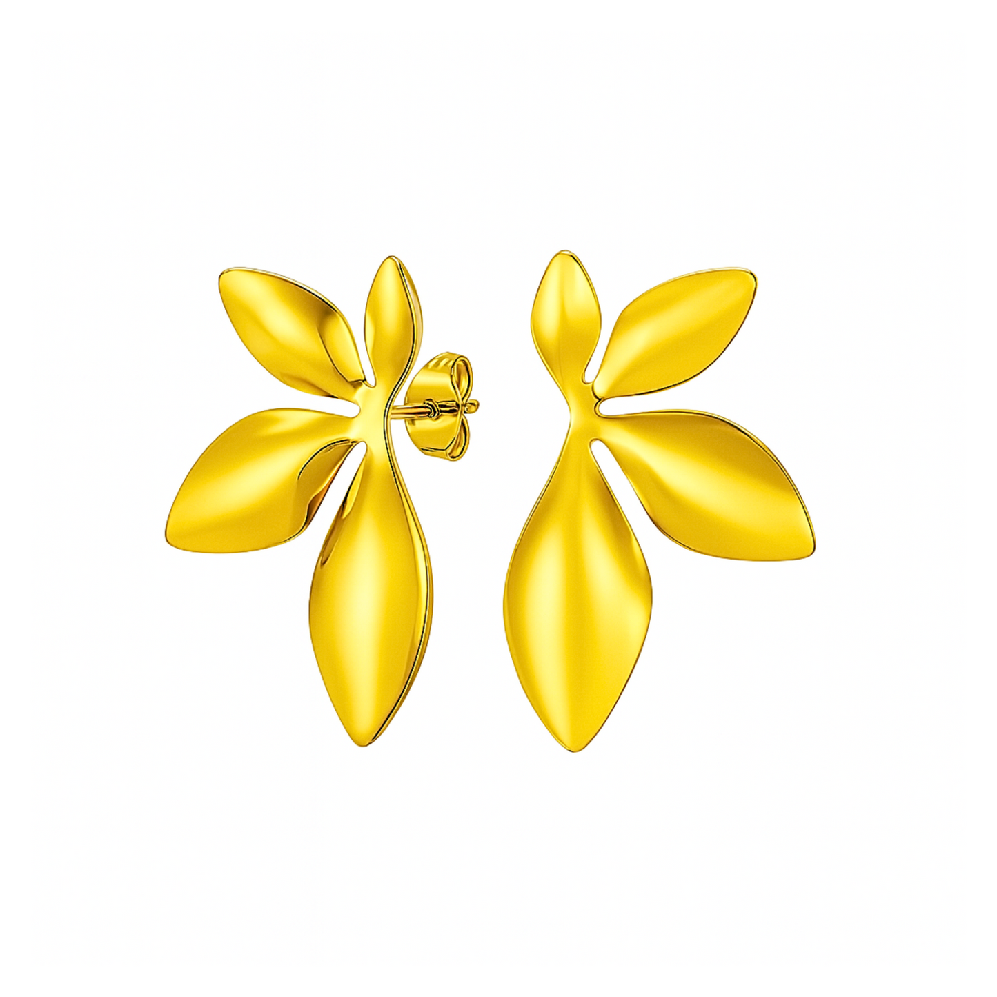 Oversized leaf studs - Gold