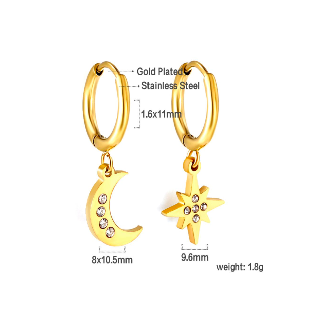 Moon and sun hoops - Gold - TheEarringCollective