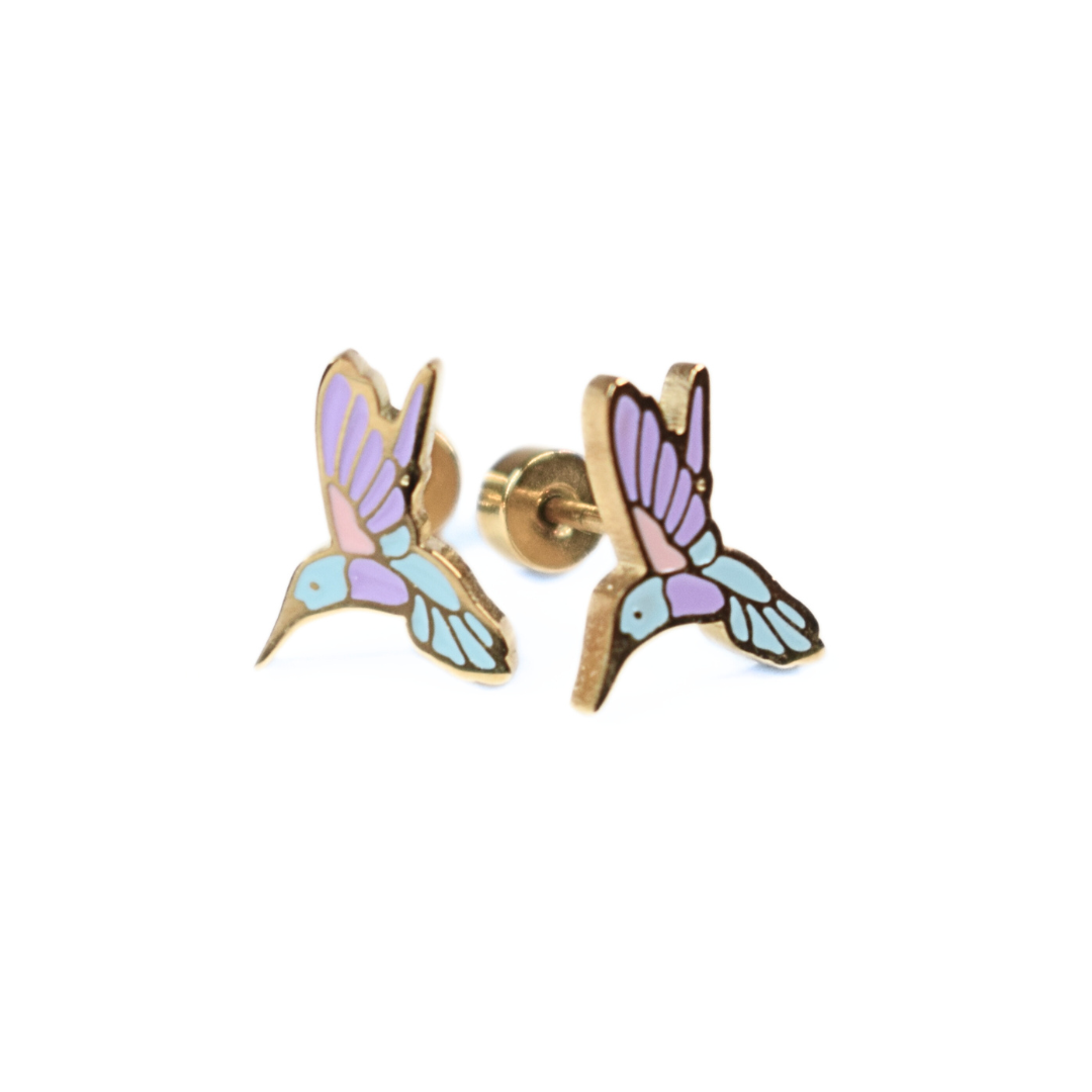 Hummingbird studs - Gold - TheEarringCollective