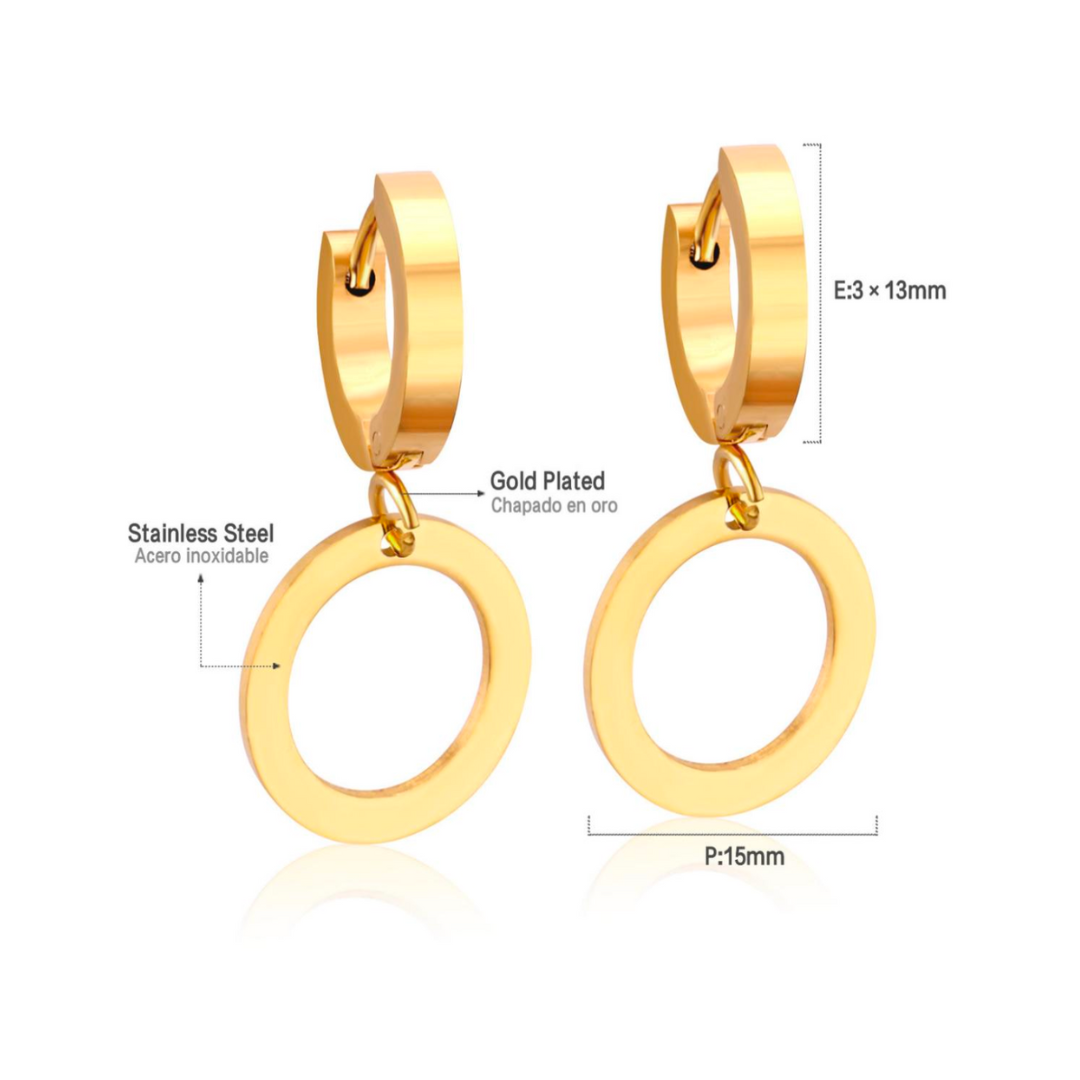 Dangled circle hoops - Gold - TheEarringCollective