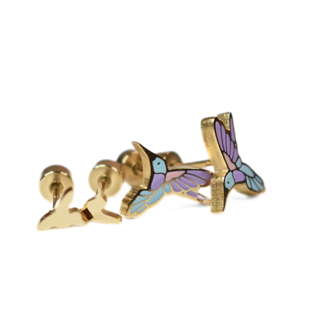 Hummingbird studs - Gold - TheEarringCollective