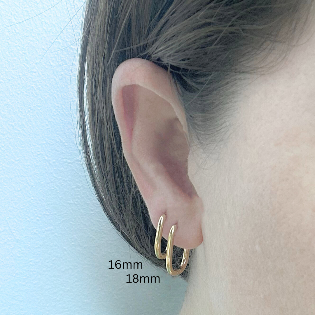 16mm Thin oval hoop - Silver - TheEarringCollective