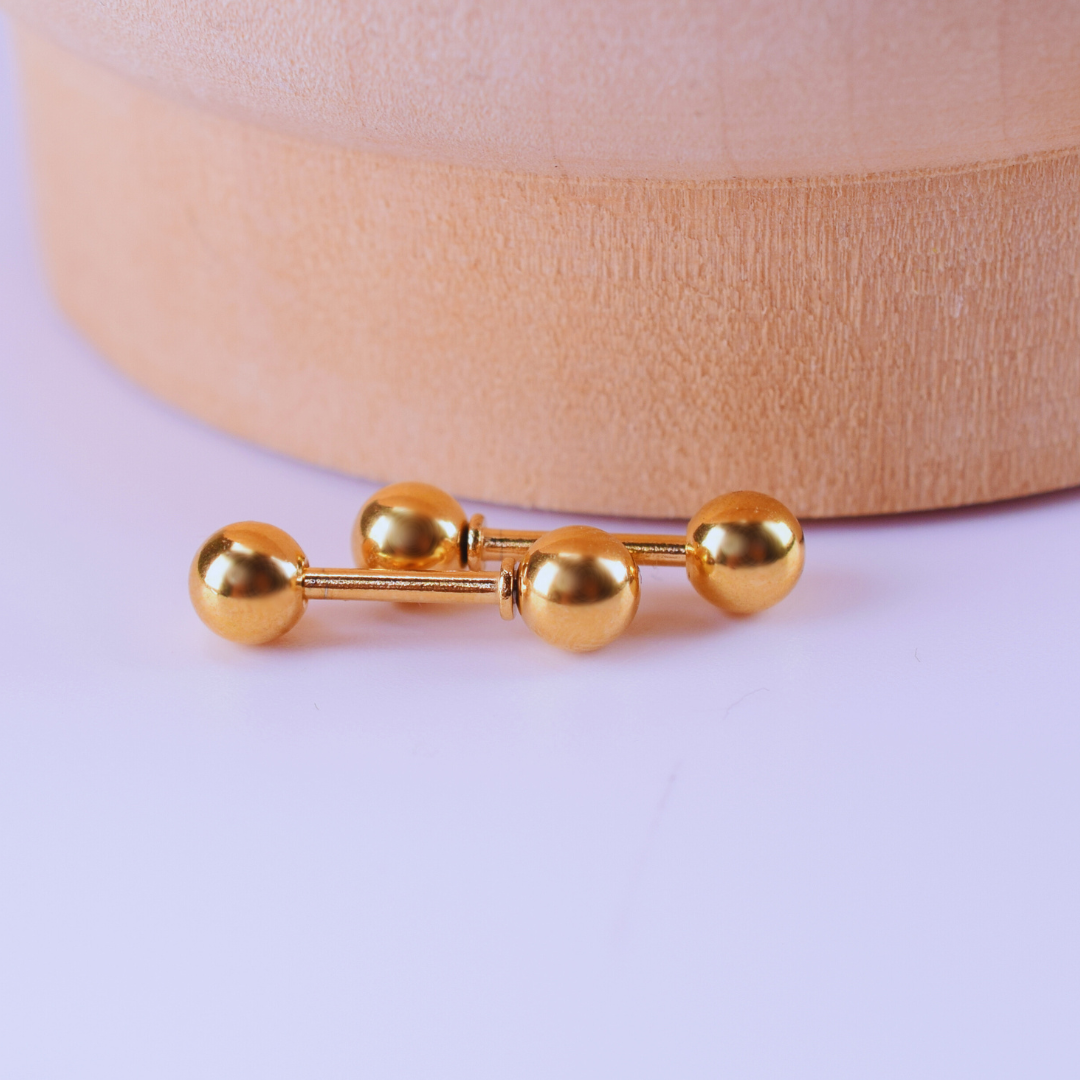 4mm Double ball studs - Gold - TheEarringCollective