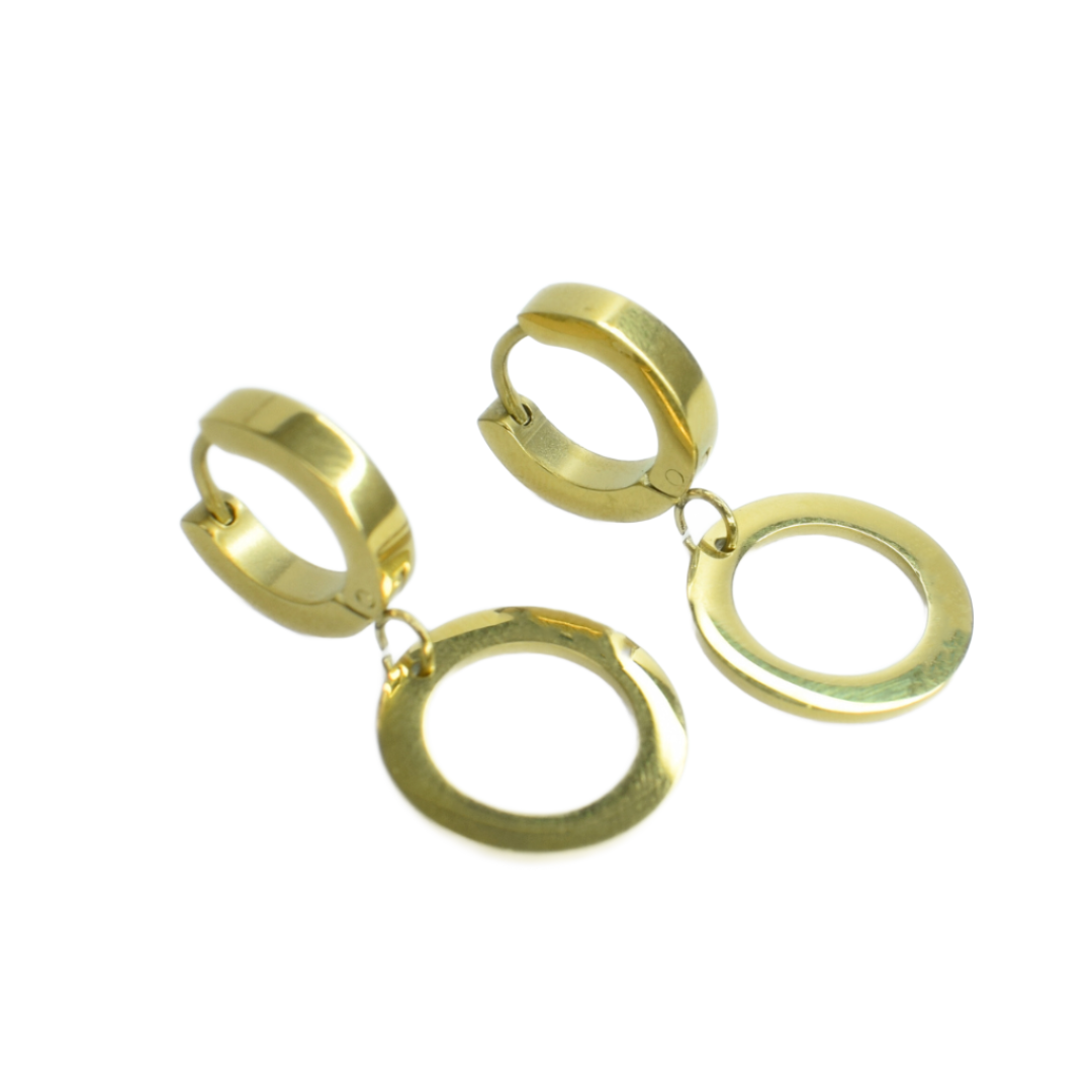Dangled circle hoops - Gold - TheEarringCollective