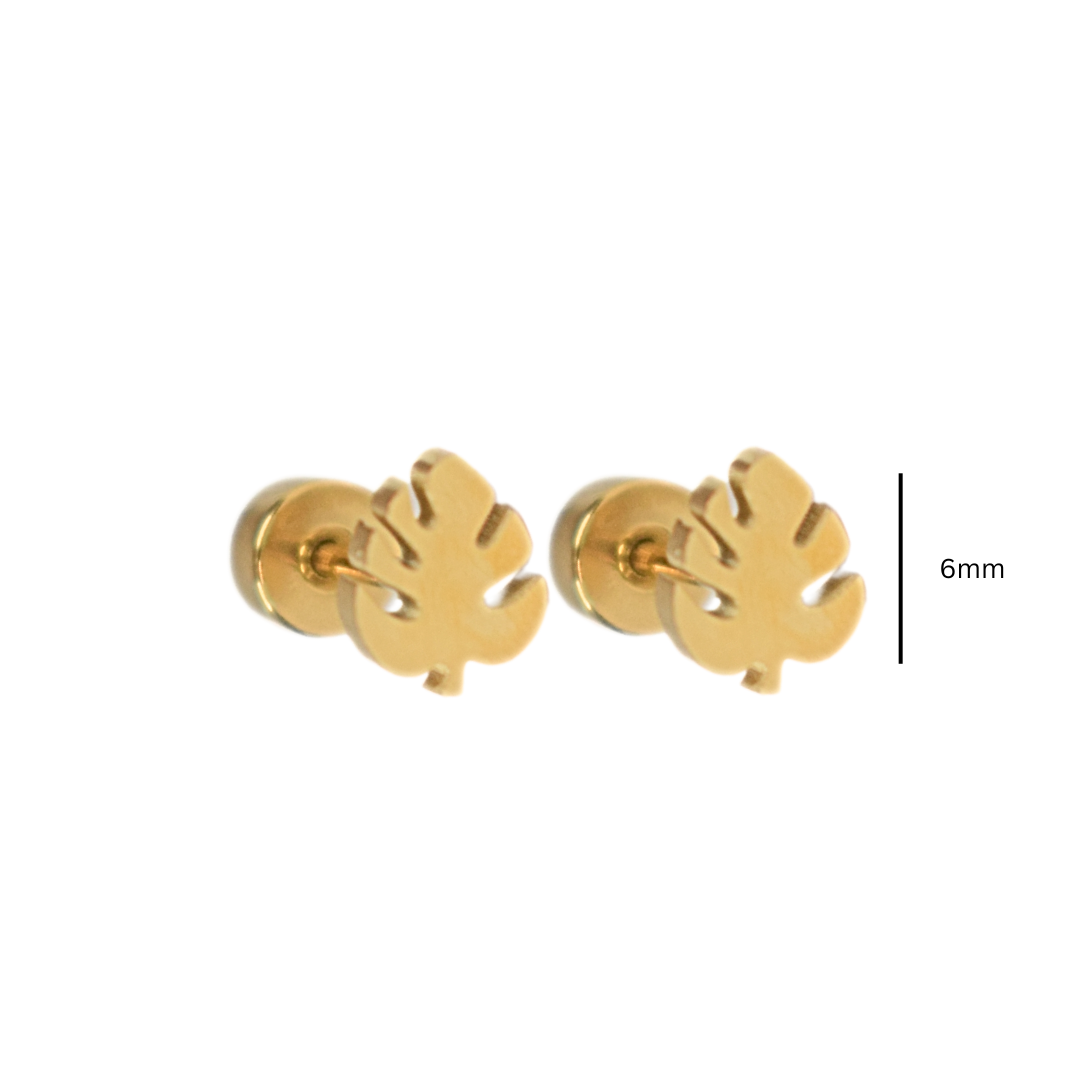 Tiny tropical leaf studs - Silver - TheEarringCollective