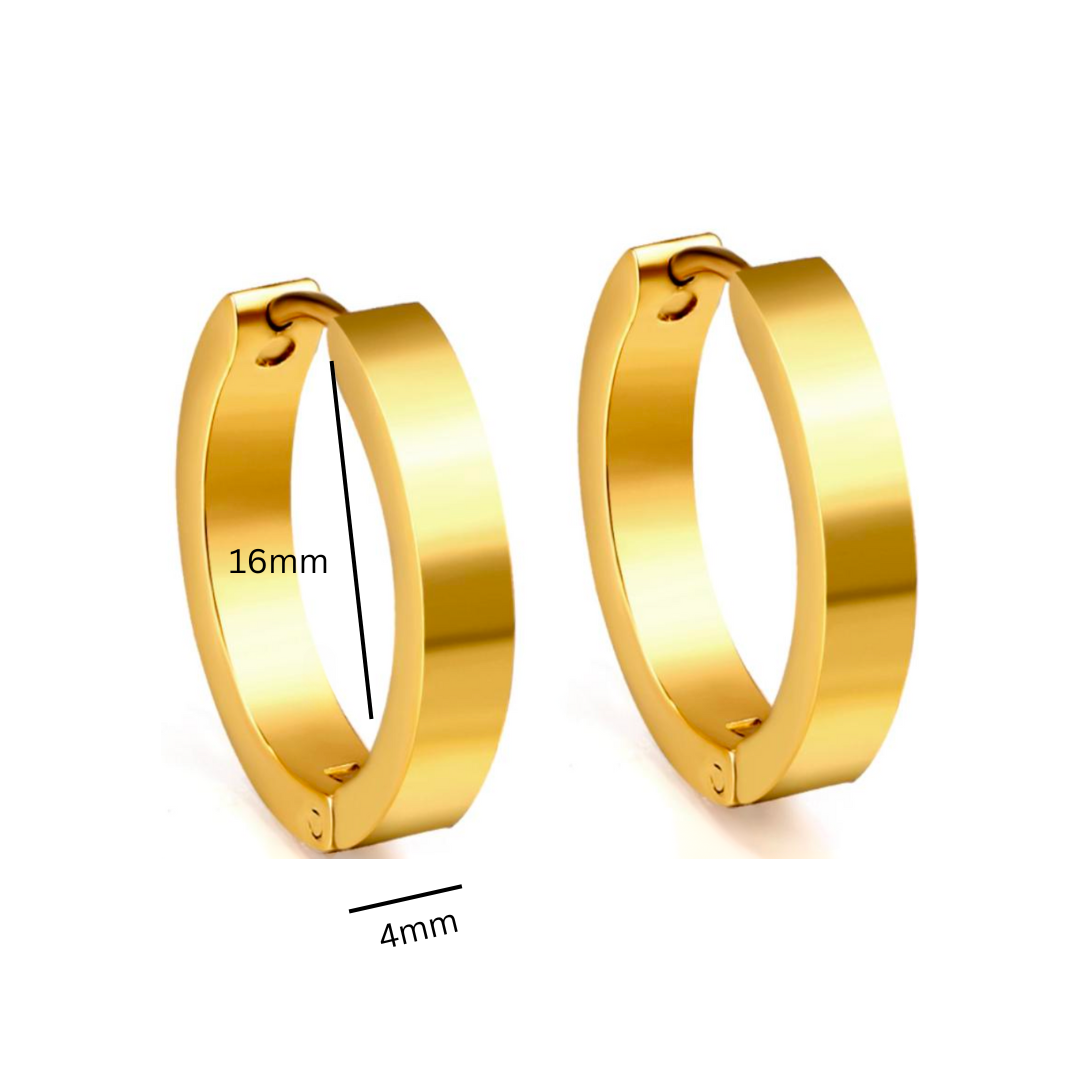16mm edged hoops - Silver - TheEarringCollective