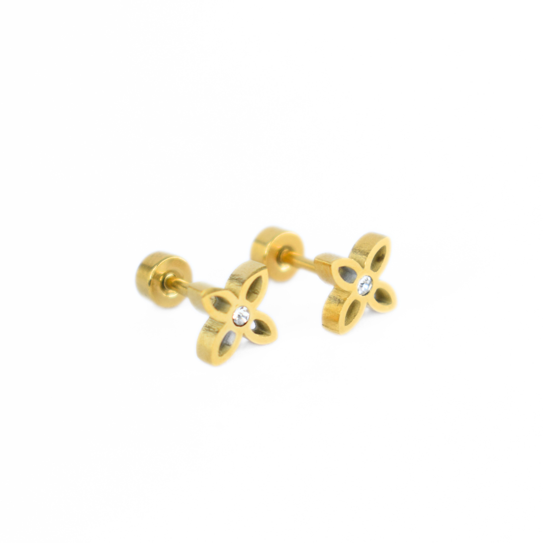 Sparkle flower studs - Gold - TheEarringCollective
