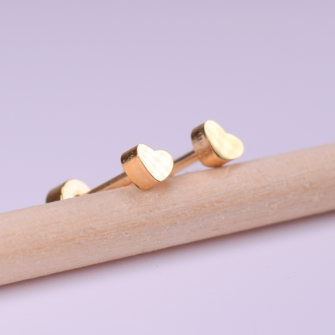 4mm Baby heart studs - Gold - TheEarringCollective