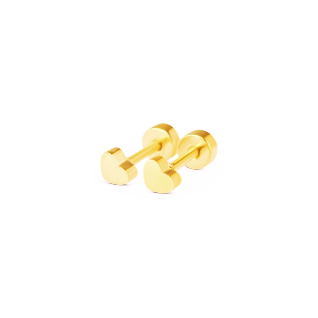 4mm Baby heart studs - Gold