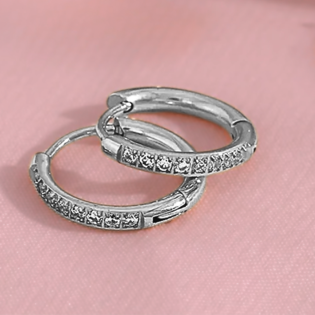 10mm slim diamond style hoops - Silver