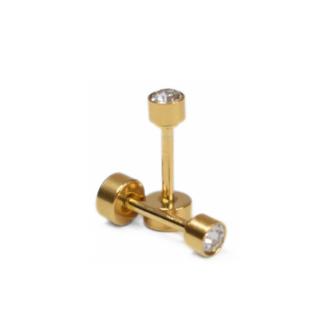 3mm Framed diamond studs - Gold - TheEarringCollective