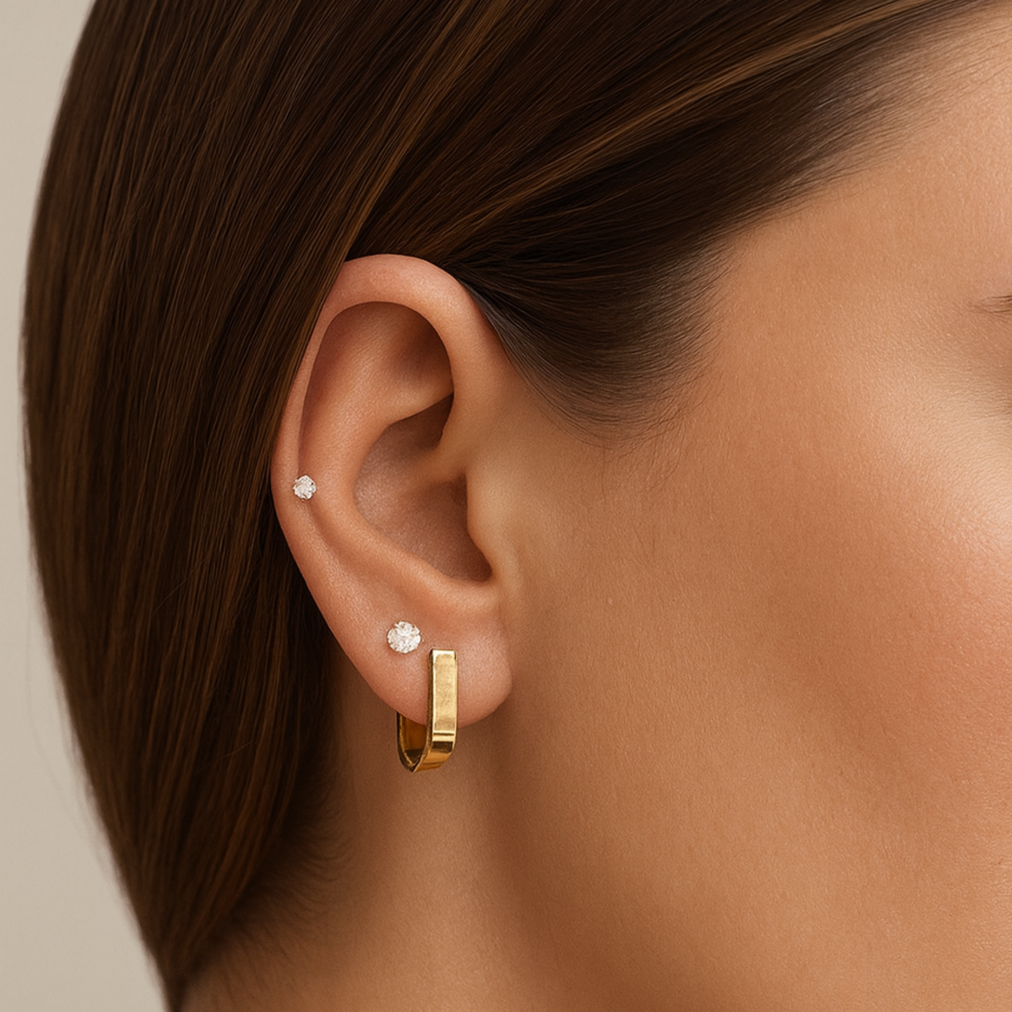 Half oval hoops - Gold