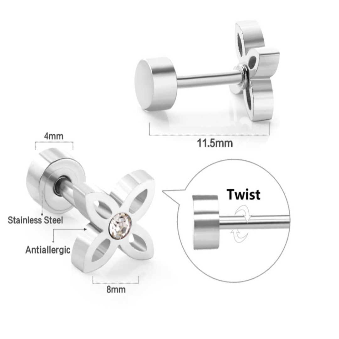 Sparkle flower studs - Silver