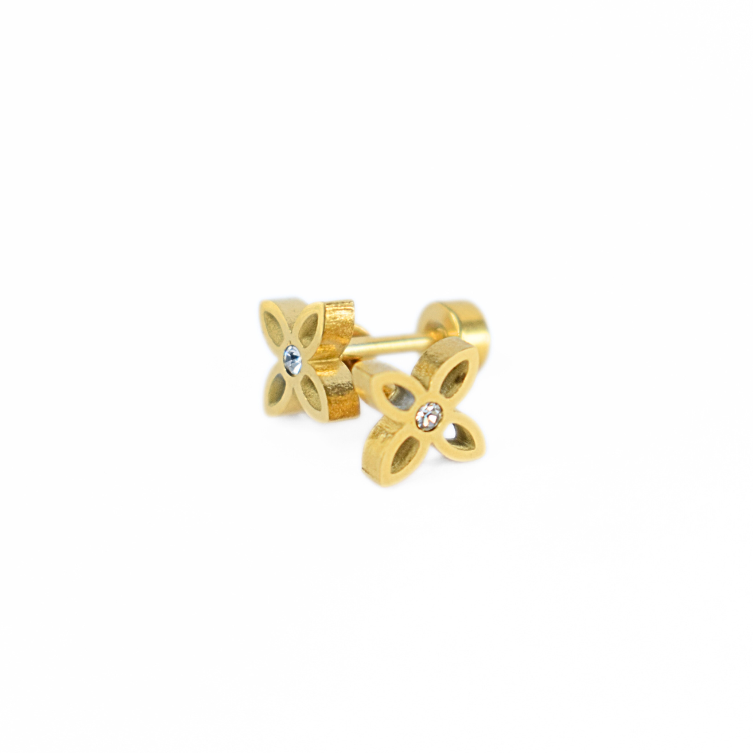 Sparkle flower studs - Gold - TheEarringCollective