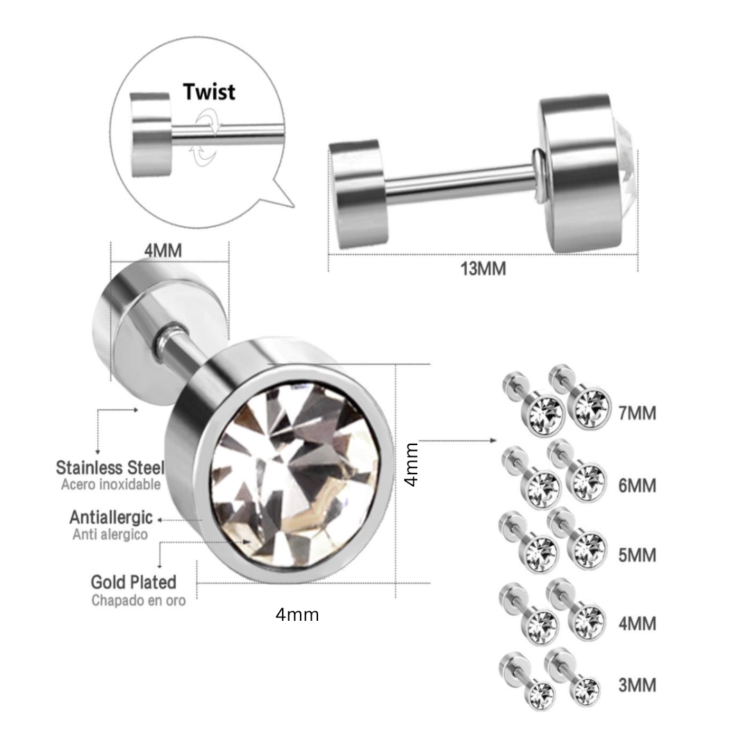 4mm framed diamond studs - Silver