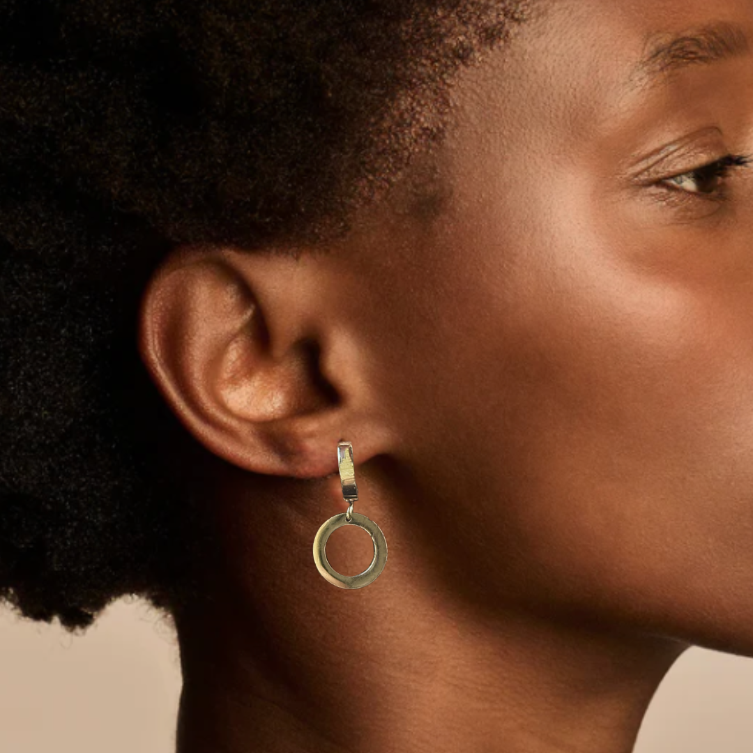 Dangled circle hoops - Gold - TheEarringCollective