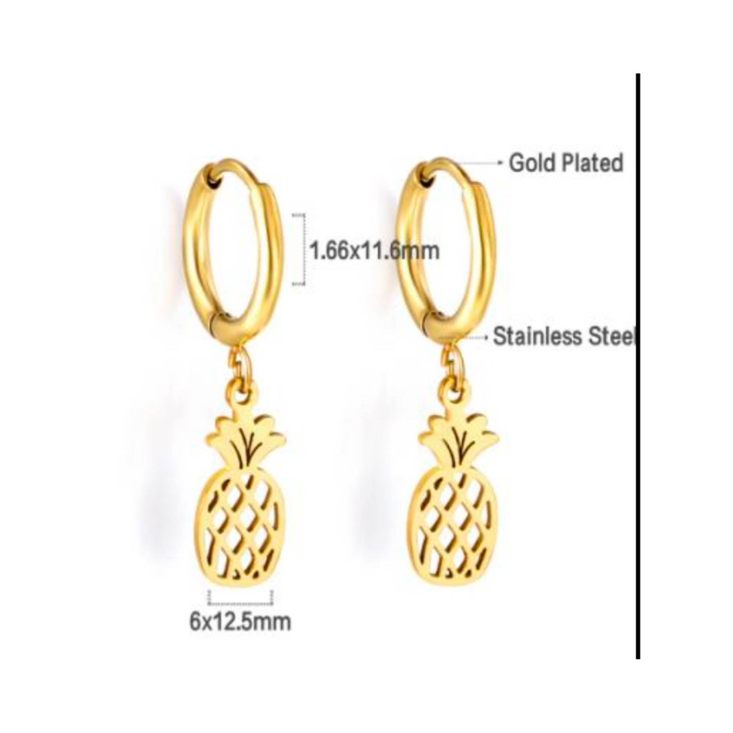 Pineapple hoops - Gold