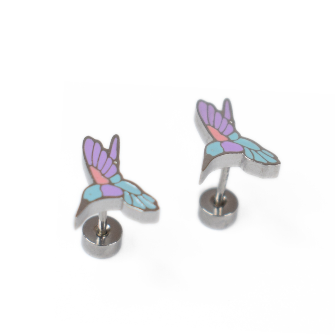 Hummingbird studs - Silver - TheEarringCollective