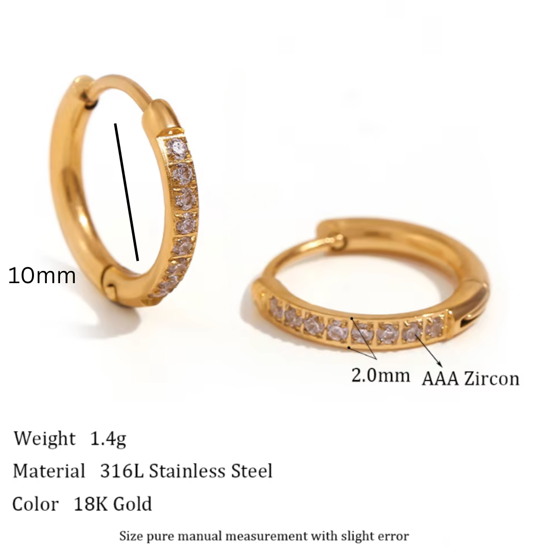 10mm Slim diamond style hoops - Gold