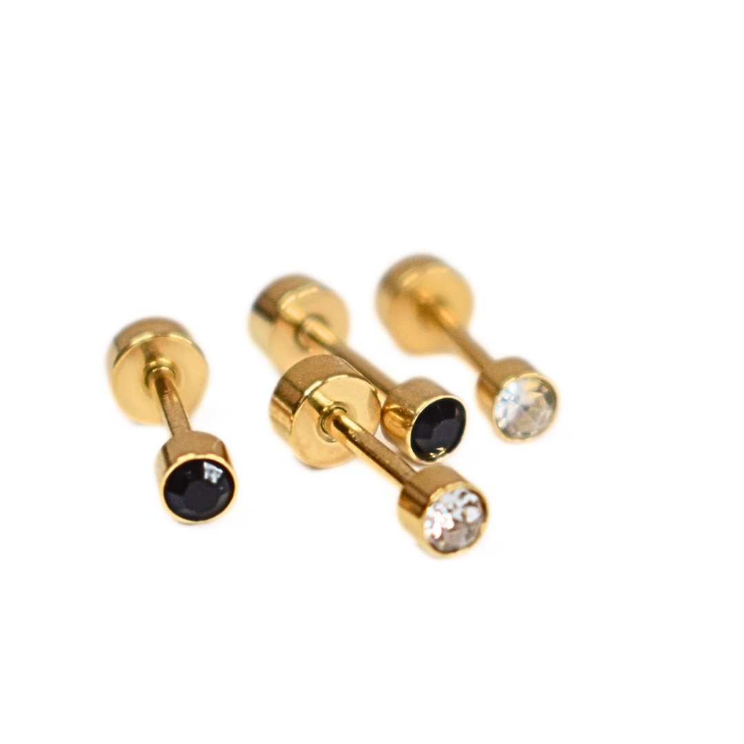 3mm Framed diamond studs - Gold - TheEarringCollective