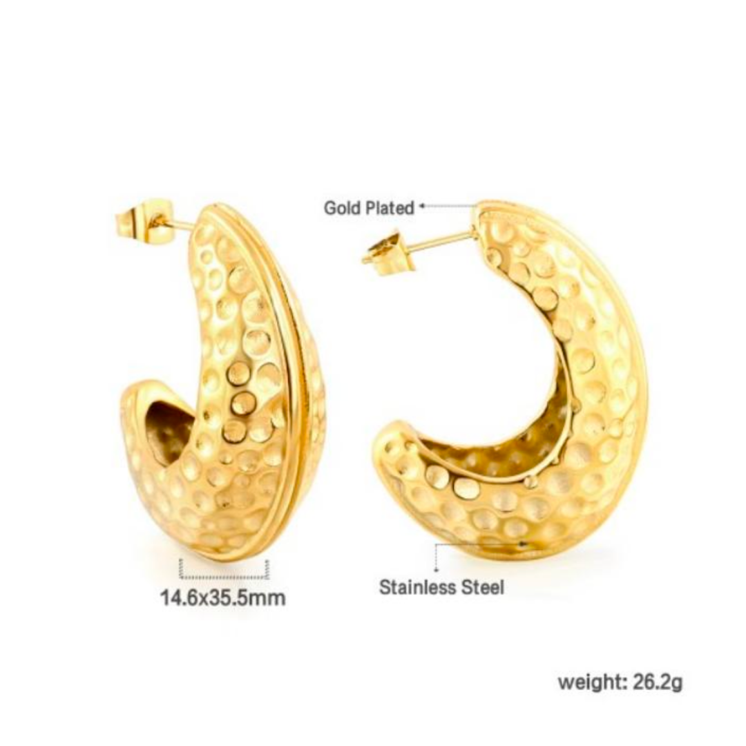 Hammered hoops - Gold