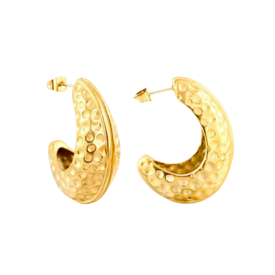Hammered hoops - Gold