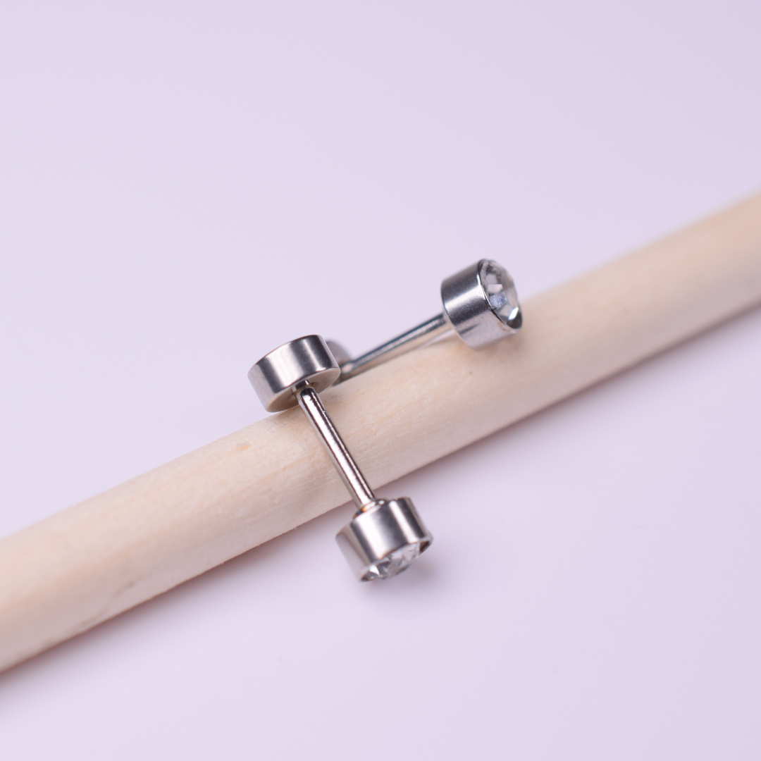 4mm framed diamond studs - Silver