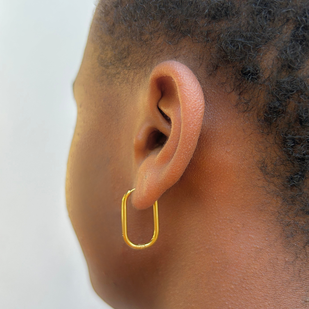 25mm Thin oval hoop - Gold