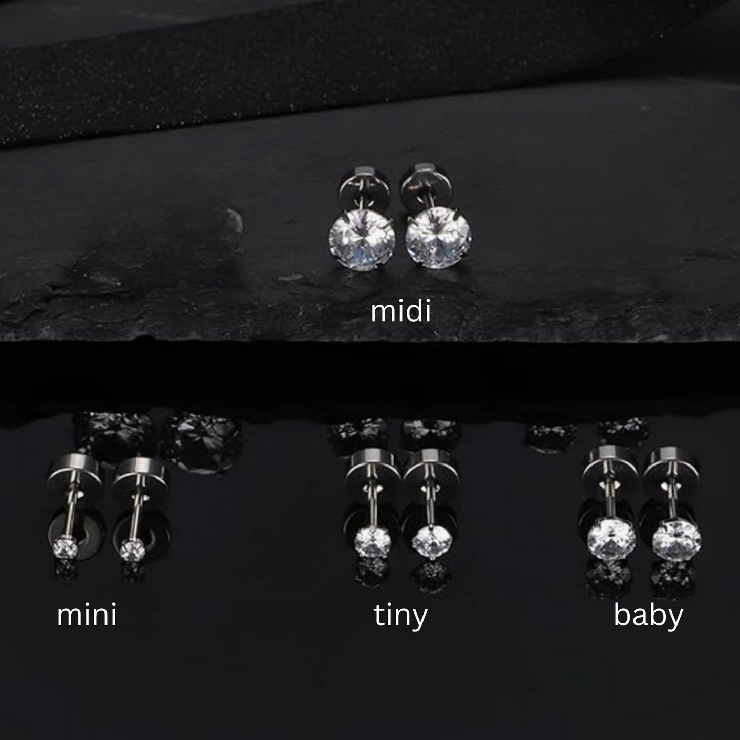 Midi Diamond studs - Silver