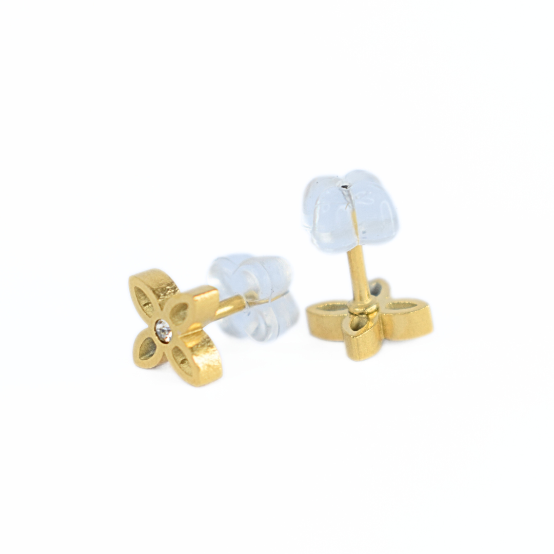 Sparkle flower studs - Silver