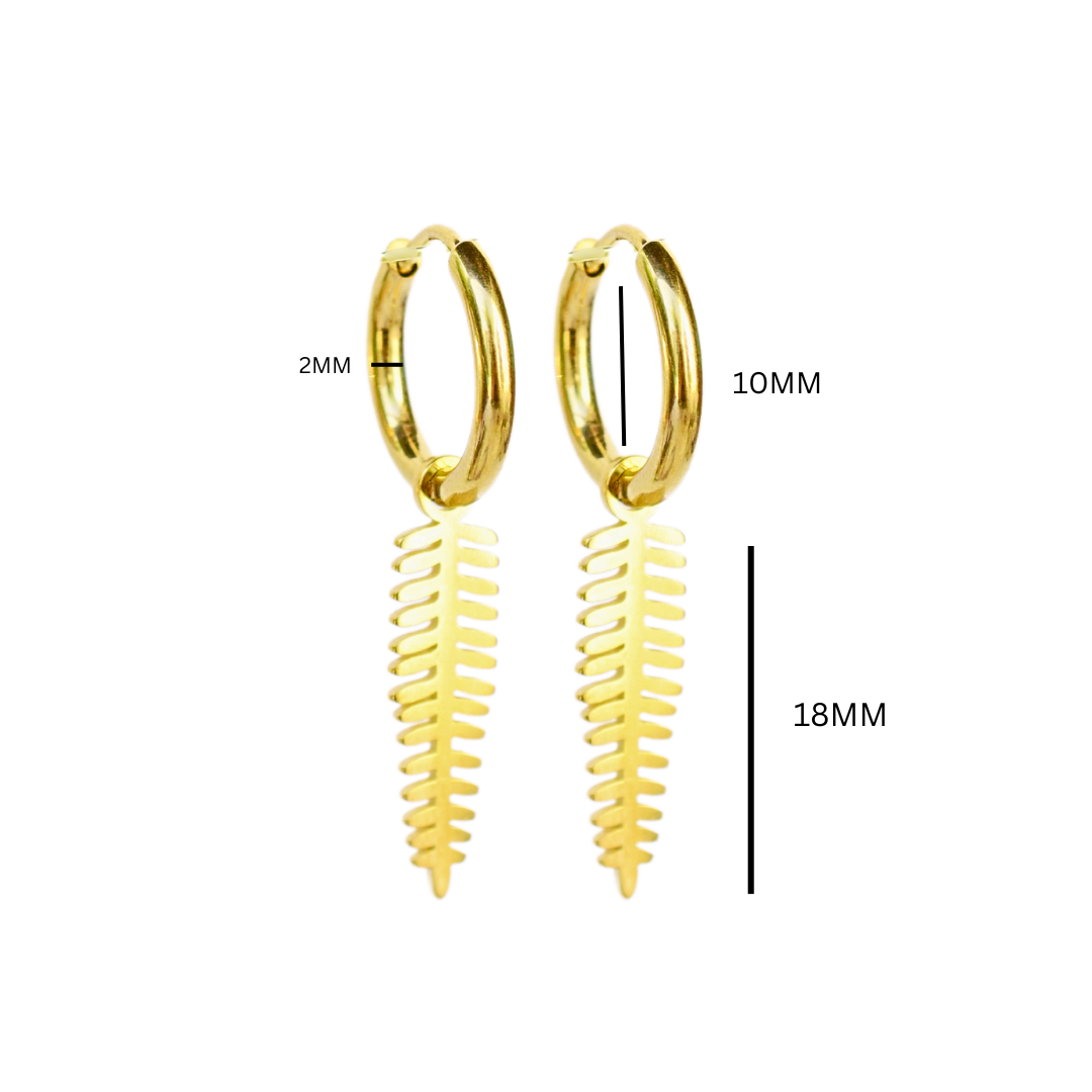 Dangled fern charm hoops - Silver