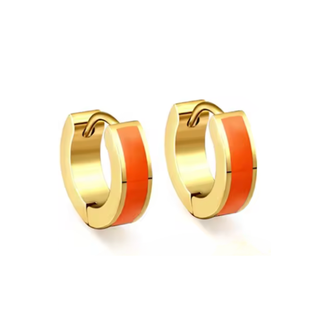 10mm Orange hoops - Gold