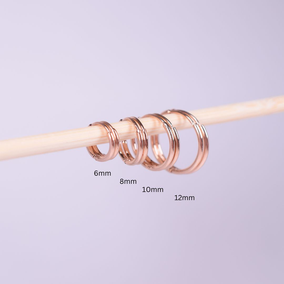 12mm thin hinged hoops - Rose gold