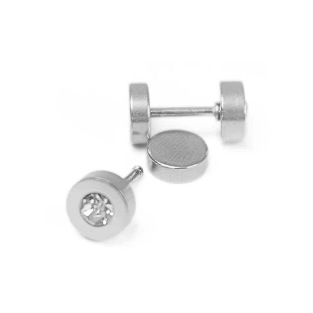 6mm framed diamond studs - Silver - TheEarringCollective