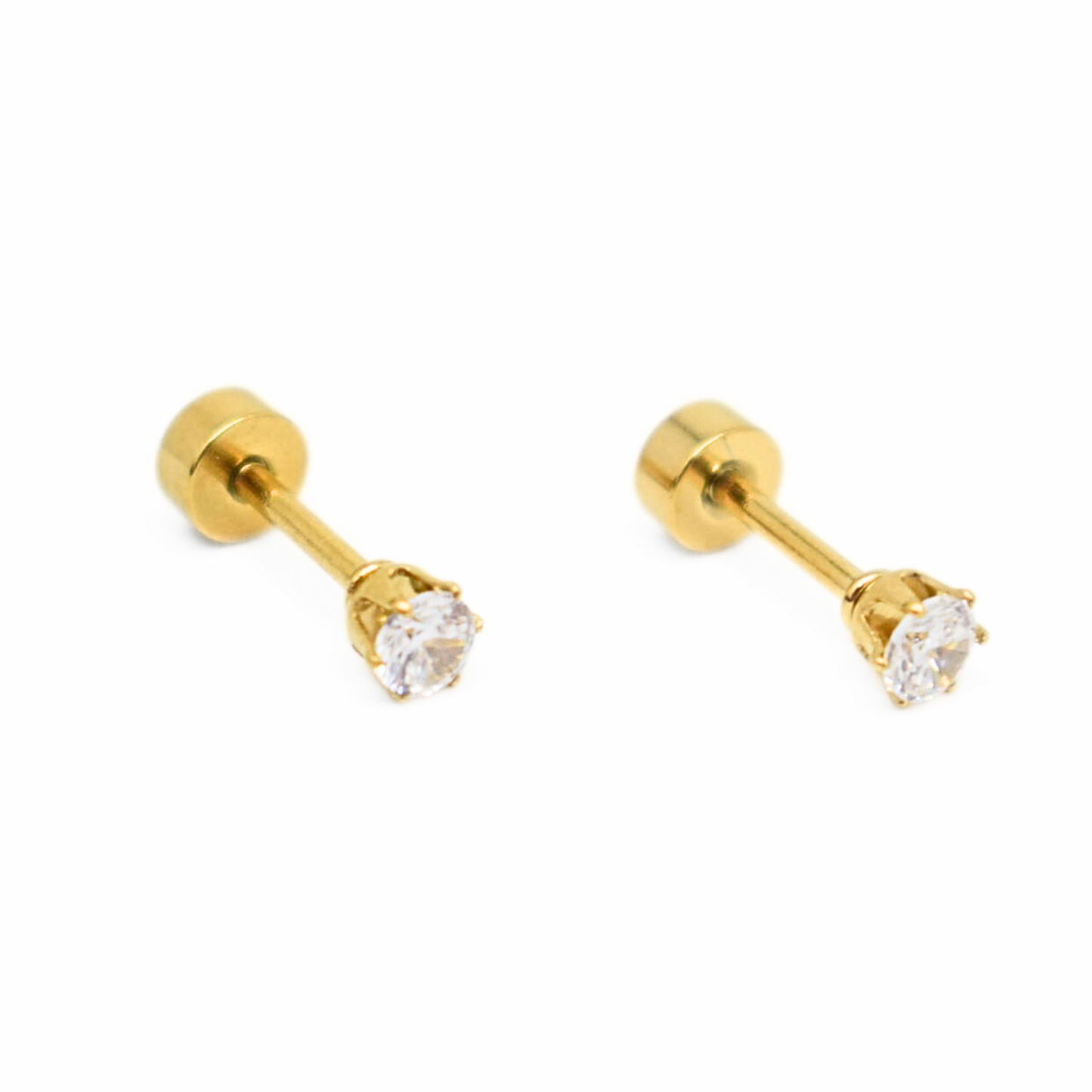 3mm Diamond studs - Gold - TheEarringCollective
